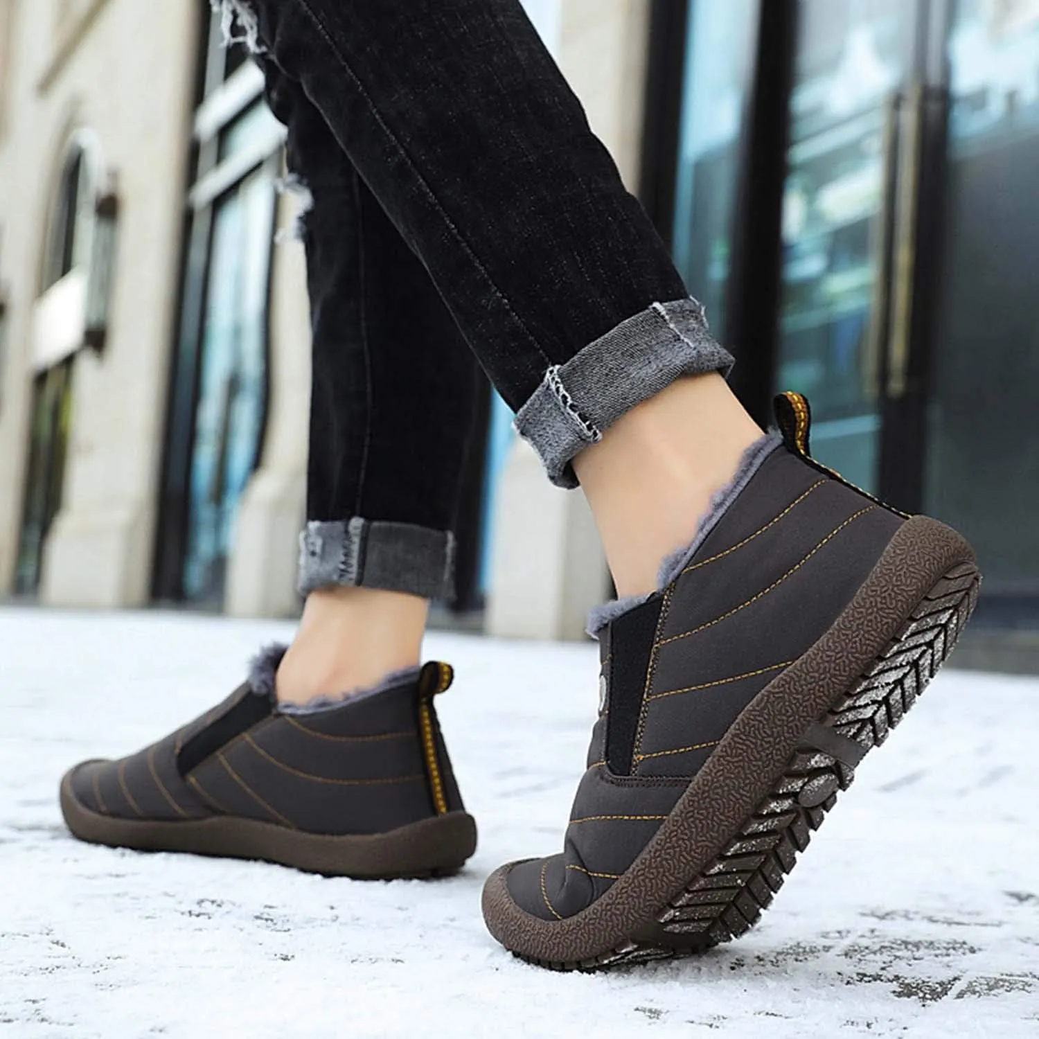 CERYTHRINA Winter Snow Ankle Boots Fur Lining Waterproof Outdoor Slip On Booties Sneakers for Women and Men
