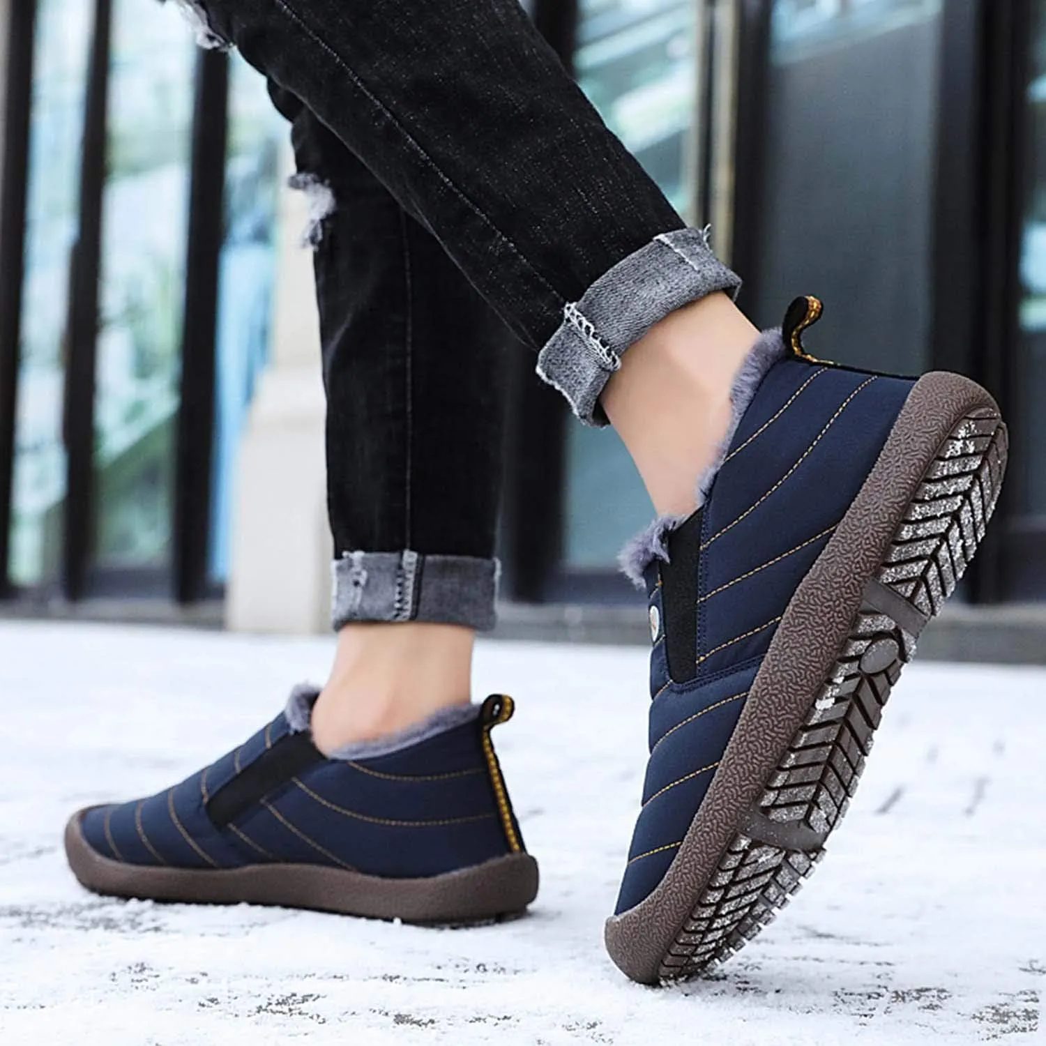 CERYTHRINA Winter Snow Ankle Boots Fur Lining Waterproof Outdoor Slip On Booties Sneakers for Women and Men