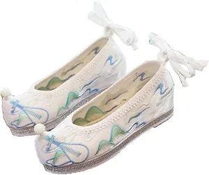Chinese Lute Embroidered Women Vintage Cotton Fabric Hanfu Platform Shoes Elegant Ladies Casual Sneakers