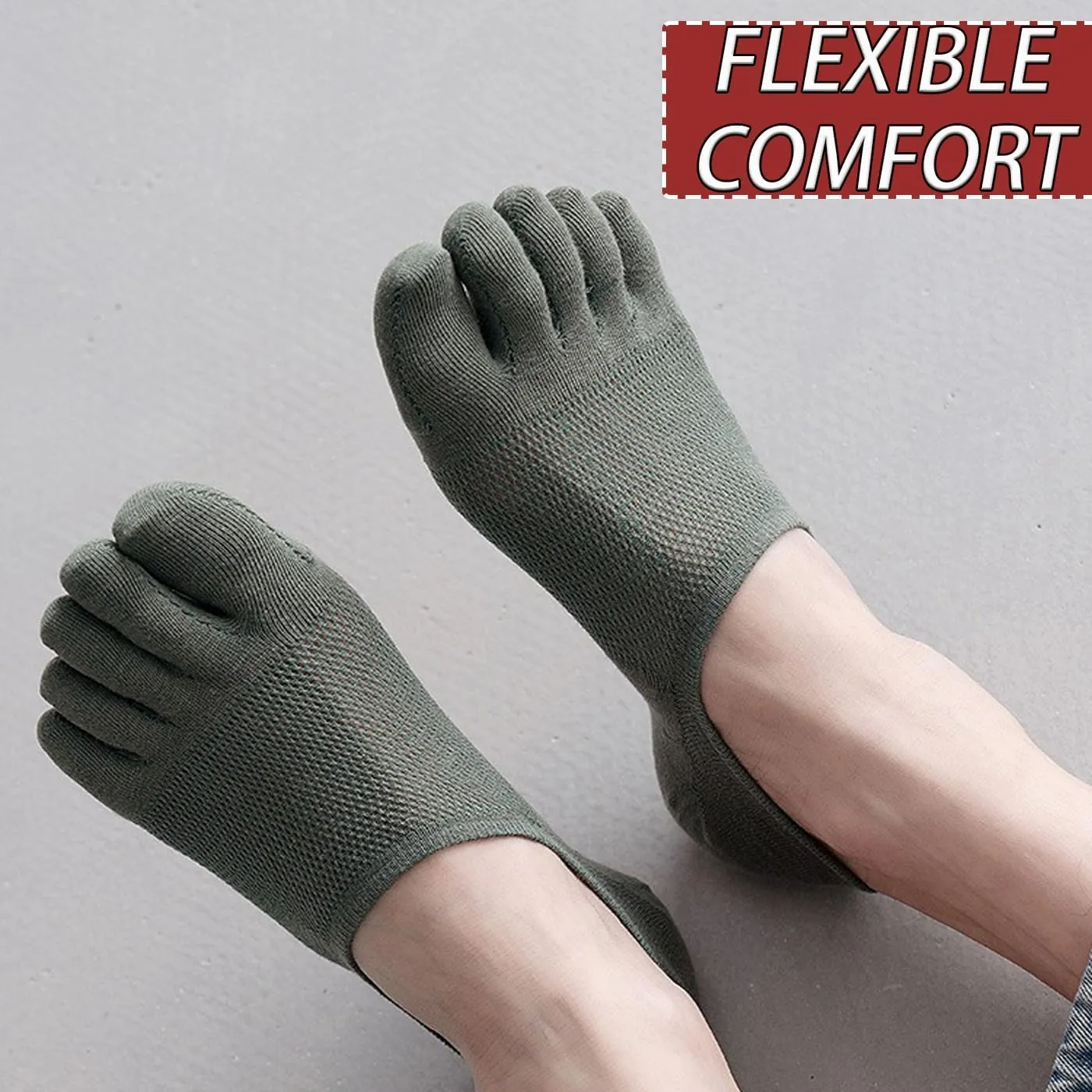 CHUNFO Mens Ankle Toe Socks Five Finger Cotton Cushioned Running Crew Hiking Sock Size 6-9.5