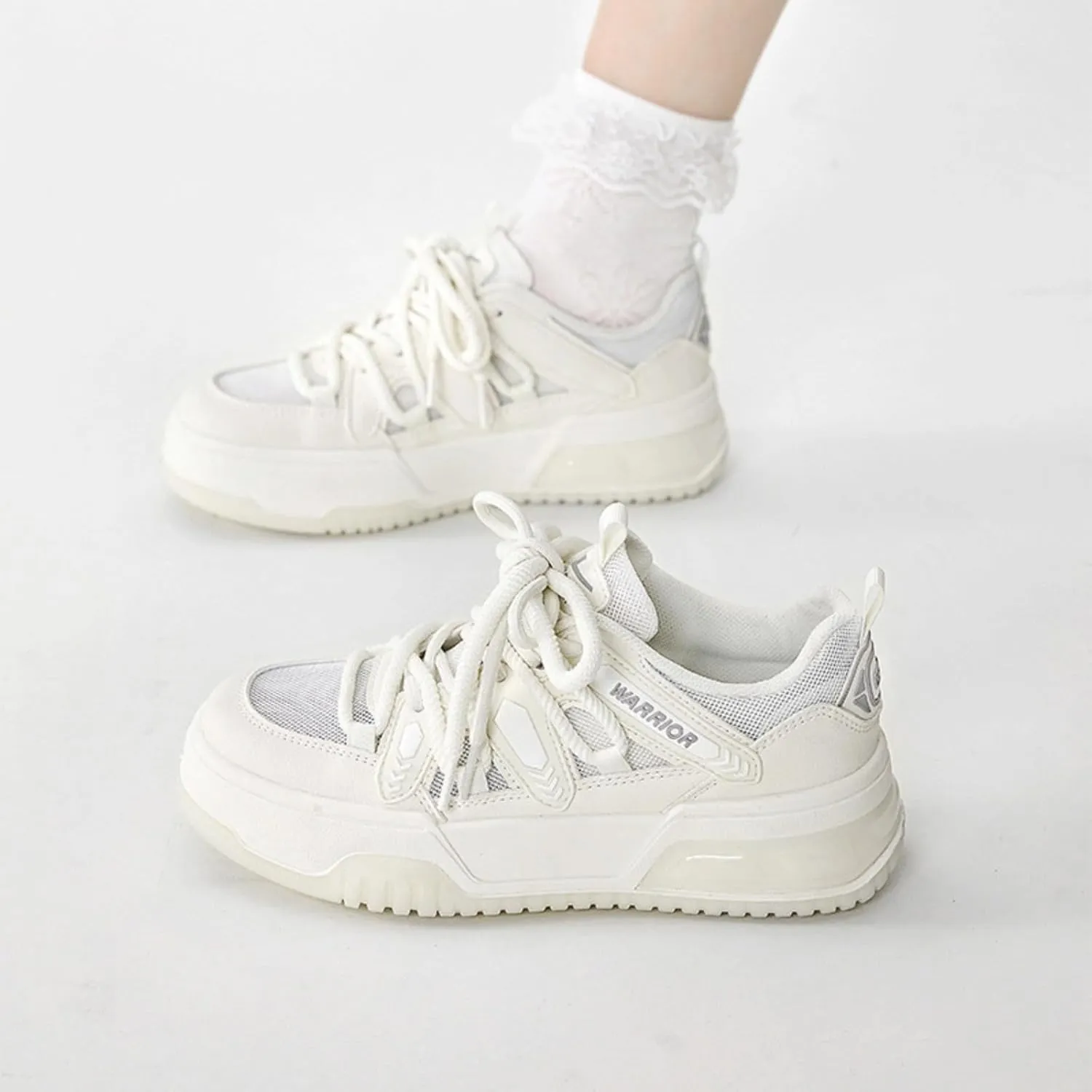Chunky Platform Sneakers for Women, Breathable Mesh Inner Casual Walking Shoes with Stylish Strap Thick Sole
