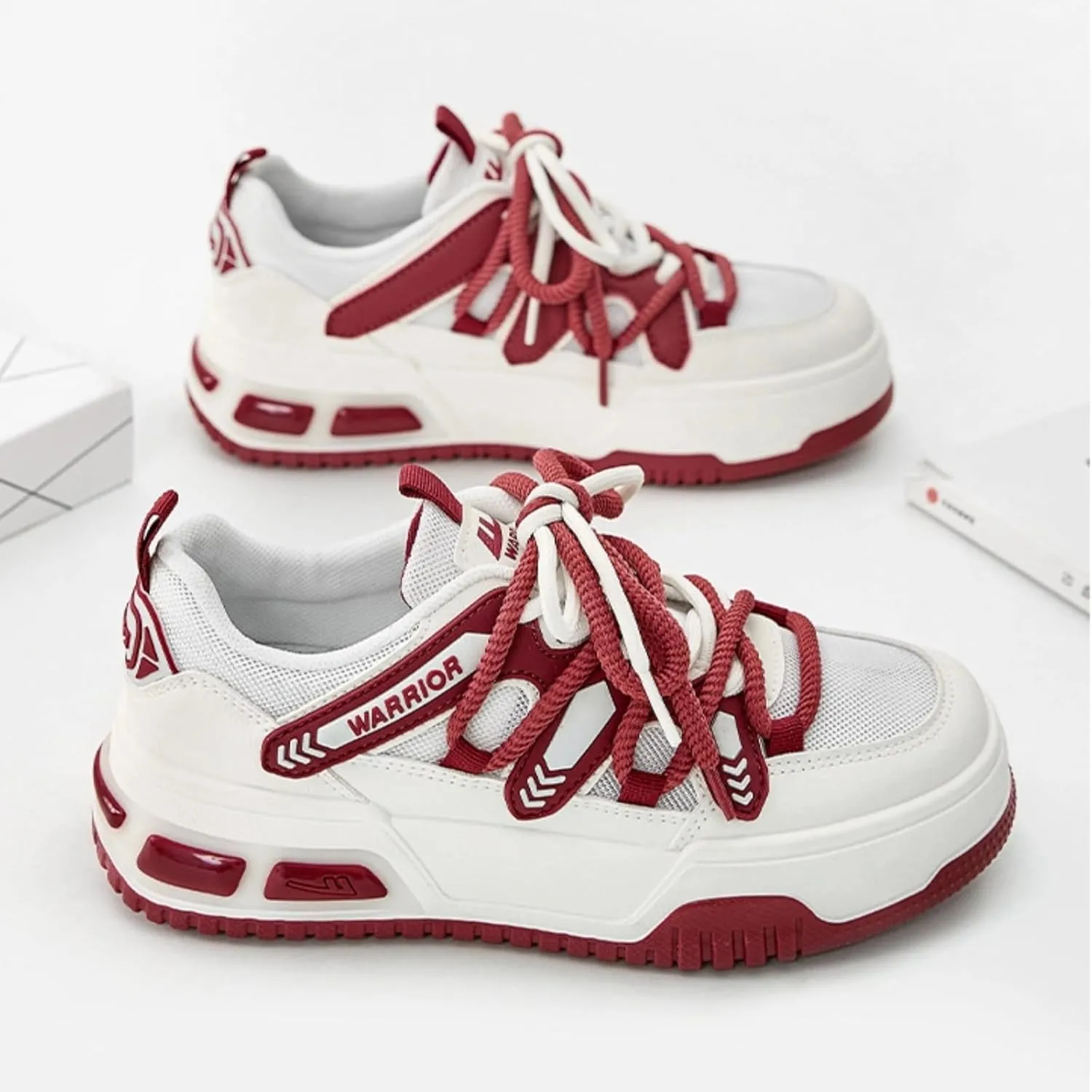 Chunky Platform Sneakers for Women, Breathable Mesh Inner Casual Walking Shoes with Stylish Strap Thick Sole