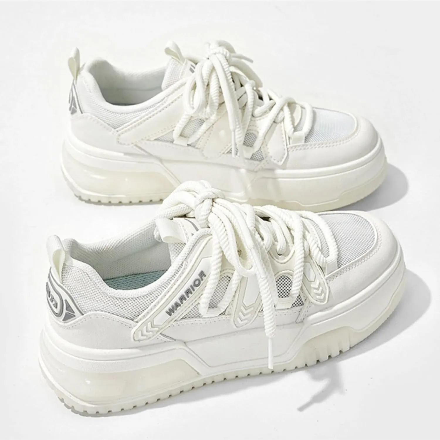 Chunky Platform Sneakers for Women, Breathable Mesh Inner Casual Walking Shoes with Stylish Strap Thick Sole