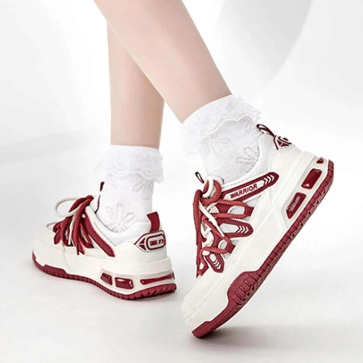 Chunky Platform Sneakers for Women, Breathable Mesh Inner Casual Walking Shoes with Stylish Strap Thick Sole