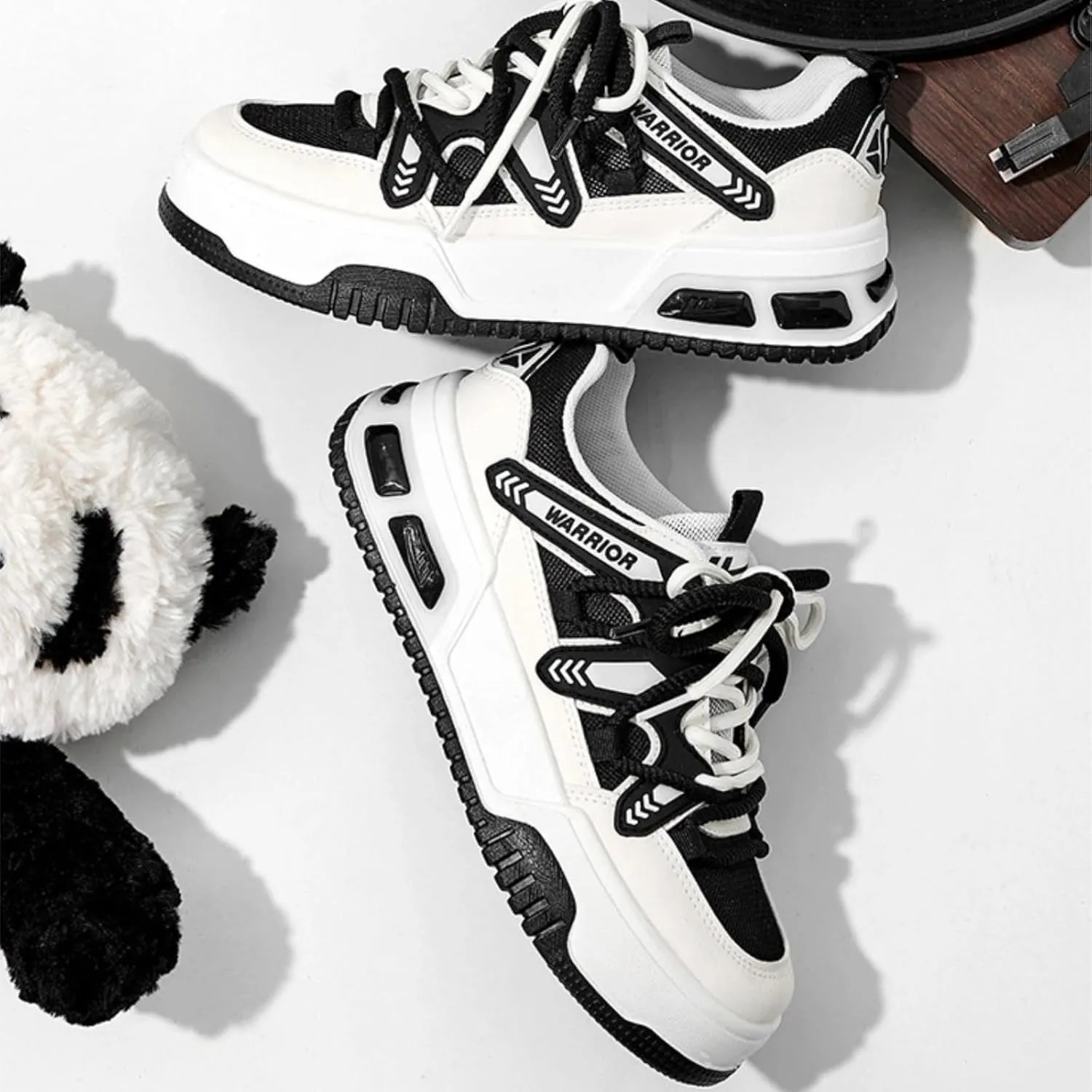 Chunky Platform Sneakers for Women, Breathable Mesh Inner Casual Walking Shoes with Stylish Strap Thick Sole