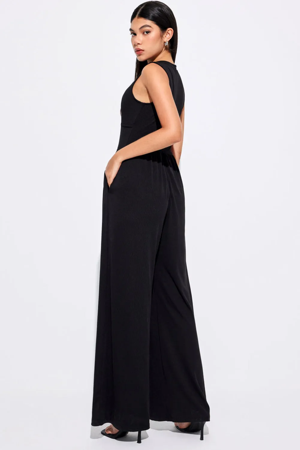 Cinched Waist Wide Leg Jumpsuit Noirva