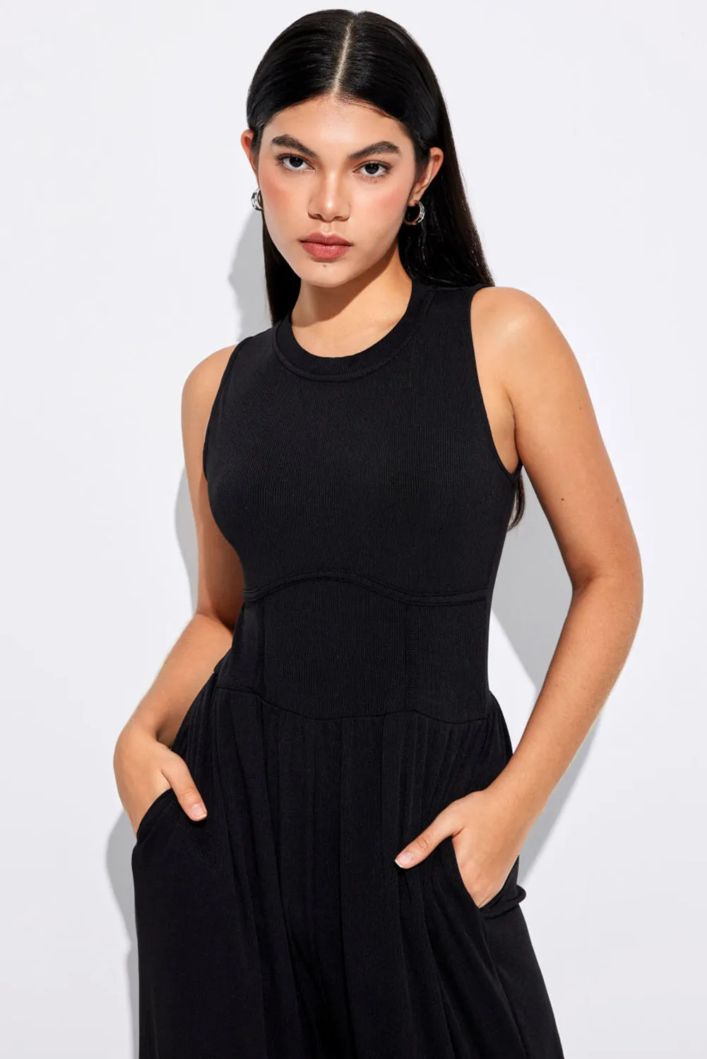 Cinched Waist Wide Leg Jumpsuit Noirva