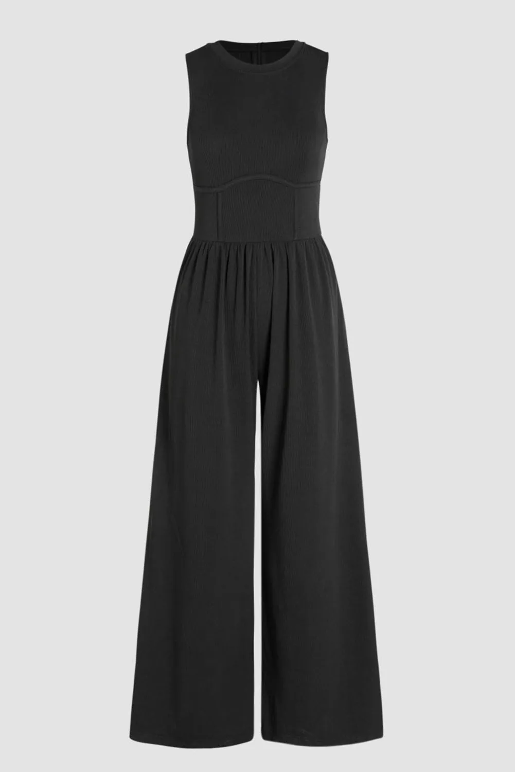 Cinched Waist Wide Leg Jumpsuit Noirva