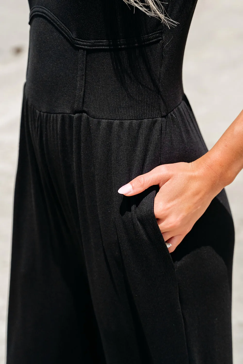 Cinched Waist Wide Leg Jumpsuit Noirva