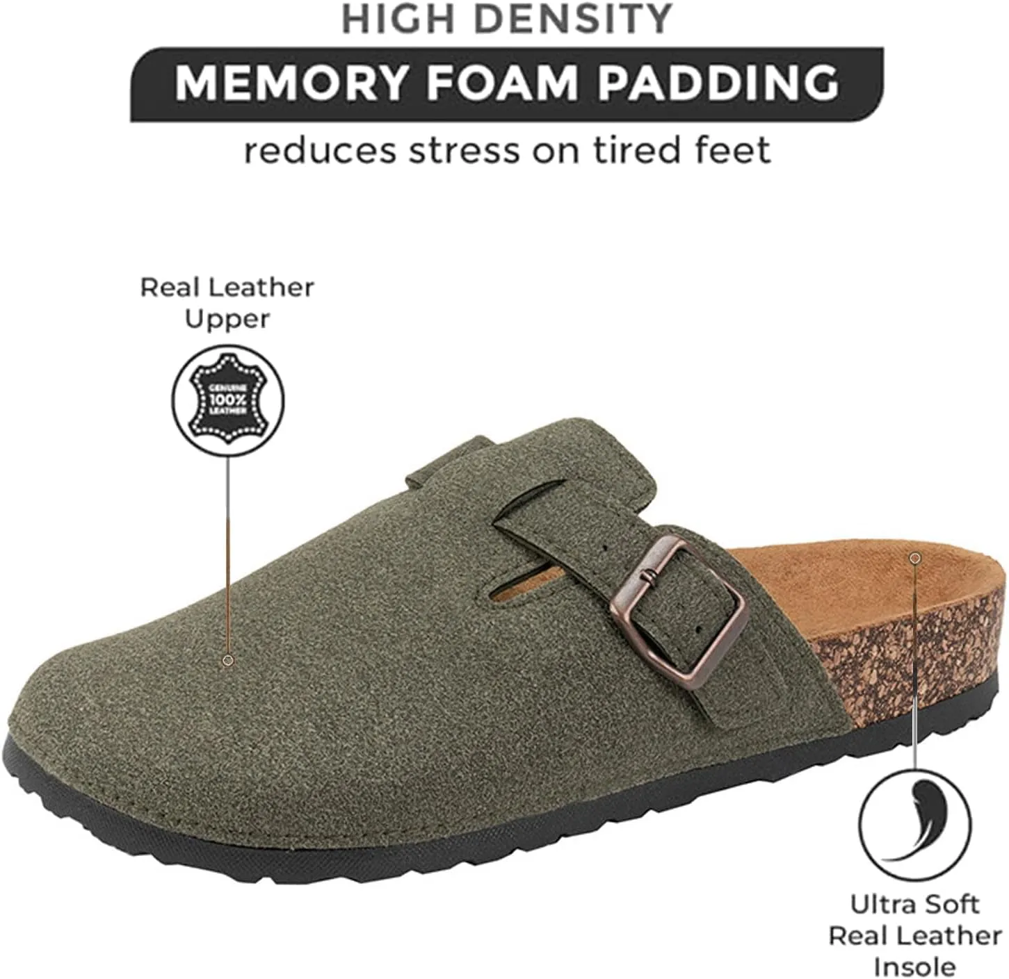 Clogs for Women Platform Suede Soft Clogs Classic Cork Clog Antislip Slippers Waterproof Mules House Sandals Buckle