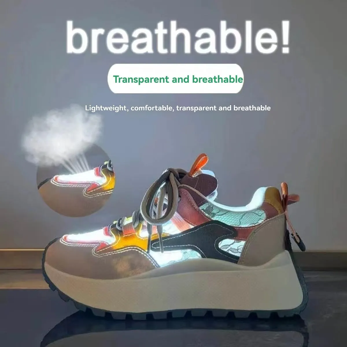 Color-Blocked Chunky Sneakers for Women & Girls Trendy Platform 4.5cm Walking Shoes for Travel & Gifts