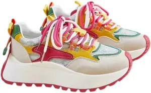 Color-Blocked Chunky Sneakers for Women & Girls Trendy Platform 4.5cm Walking Shoes for Travel & Gifts