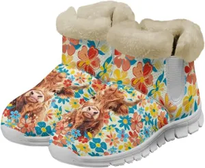 Coloranimal Womens Booties Winter Boots Womens Fuzzy Boots Winter Shoes Warm Fur Lined Snow Boots Ankle Boots Anti Skid Walking Boots