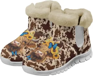 Coloranimal Womens Booties Winter Boots Womens Fuzzy Boots Winter Shoes Warm Fur Lined Snow Boots Ankle Boots Anti Skid Walking Boots
