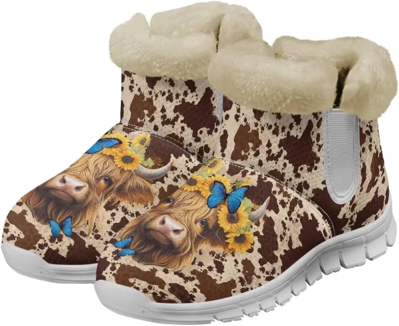 Coloranimal Womens Booties Winter Boots Womens Fuzzy Boots Winter Shoes Warm Fur Lined Snow Boots Ankle Boots Anti Skid Walking Boots