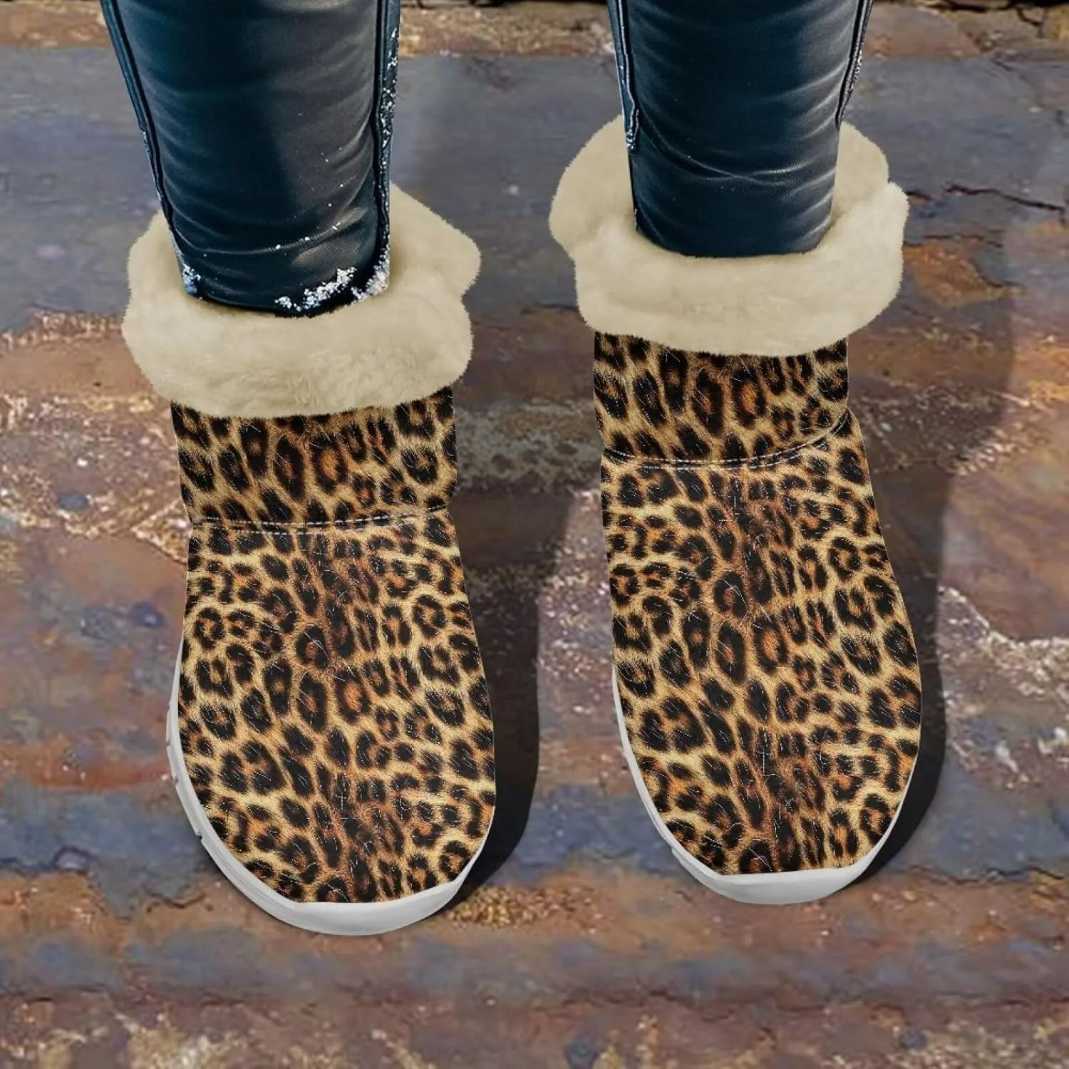 Coloranimal Womens Booties Winter Boots Womens Fuzzy Boots Winter Shoes Warm Fur Lined Snow Boots with Anti Skid Sole Walking Boots