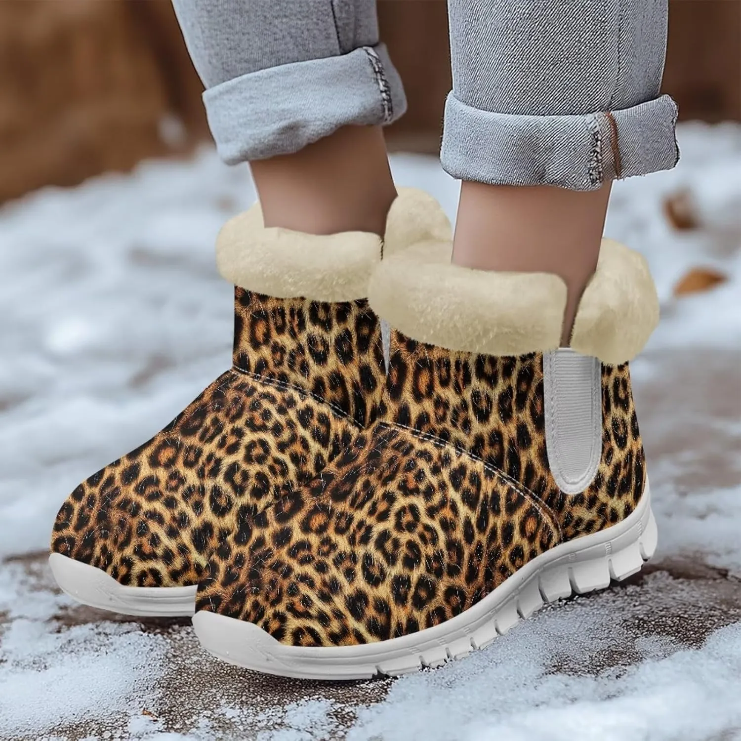 Coloranimal Womens Booties Winter Boots Womens Fuzzy Boots Winter Shoes Warm Fur Lined Snow Boots with Anti Skid Sole Walking Boots