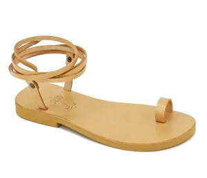 Colorful Toe Ring Flat Sandals, Strappy Leather Lace Up Sandals, Barefoot Handmade Shoes, Wrap Up Sandals all sizes - KISS