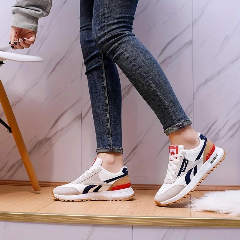Comfy Colorblock Women's Sneakers with Warm Fleece Lining, Soft Sole & Platform for Effortless Walking