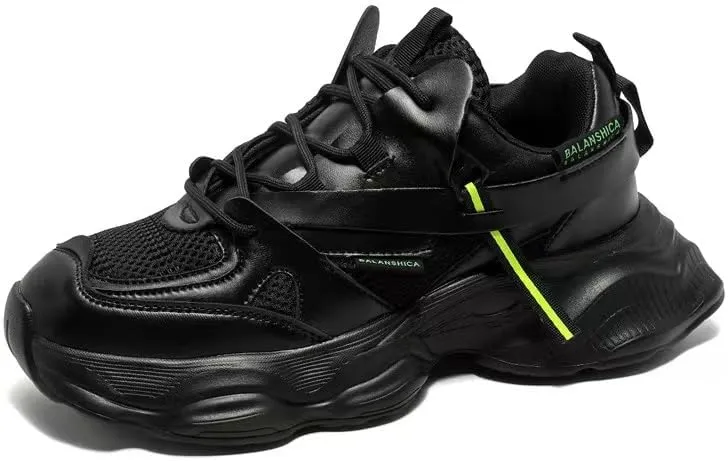 Couple Daddy Shoes Breathable Style of All Matching Thick Sole Single Shoes Trend Casual Shoes (Black, Big Kid, Men, 11, Numeric, US Footwear Size System, Medium)