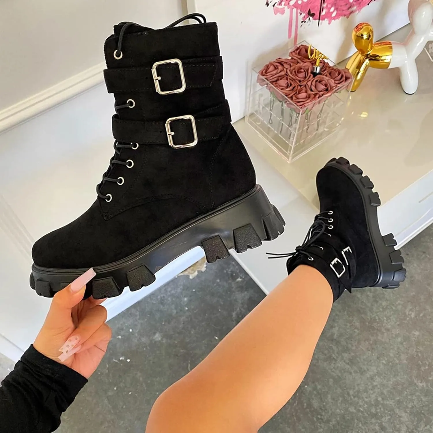 Cowboy Boots for Women Low Heel Short Boots Round Toe Retro Fringe Rome Flat Shoes Vintage Tassel Knight Ankle Bootie 52