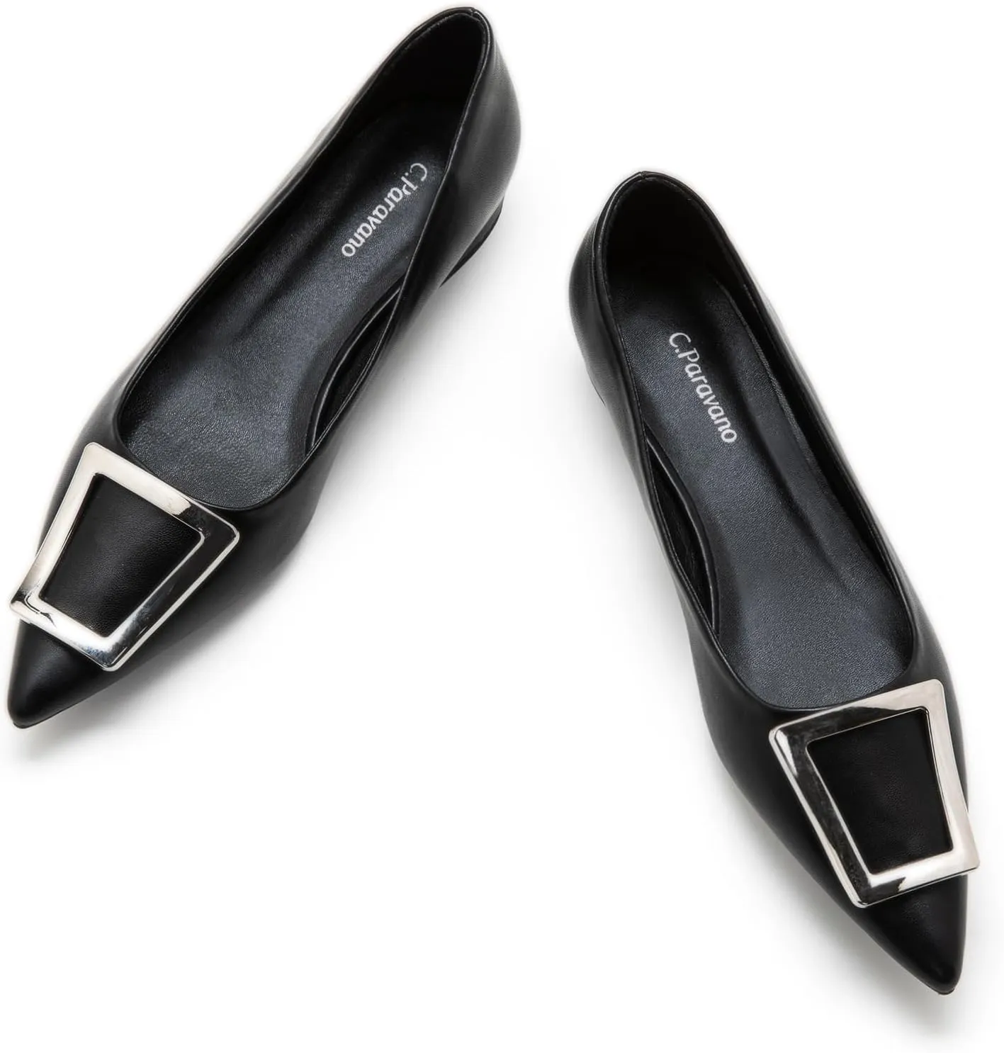 C.Paravano Flats Shoes for Women Pointed Toe Flats Dressy Flats Ballet Flats Shoes Patent Leather Shoes Comfortable Slip On Flat