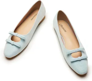 C.Paravano Women's Ballet Flats Bowknot Hollow-Out Design Round Toe Dress Shoes for Women Comfortable Business Office Work Casual Shoes