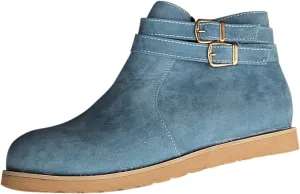 Ctreela Retro Winter Flats Snow Booties Vintage Flat Pull-On Ankle Boots Combat Boot Outdoor Shoes Fashion Round Toe Boots