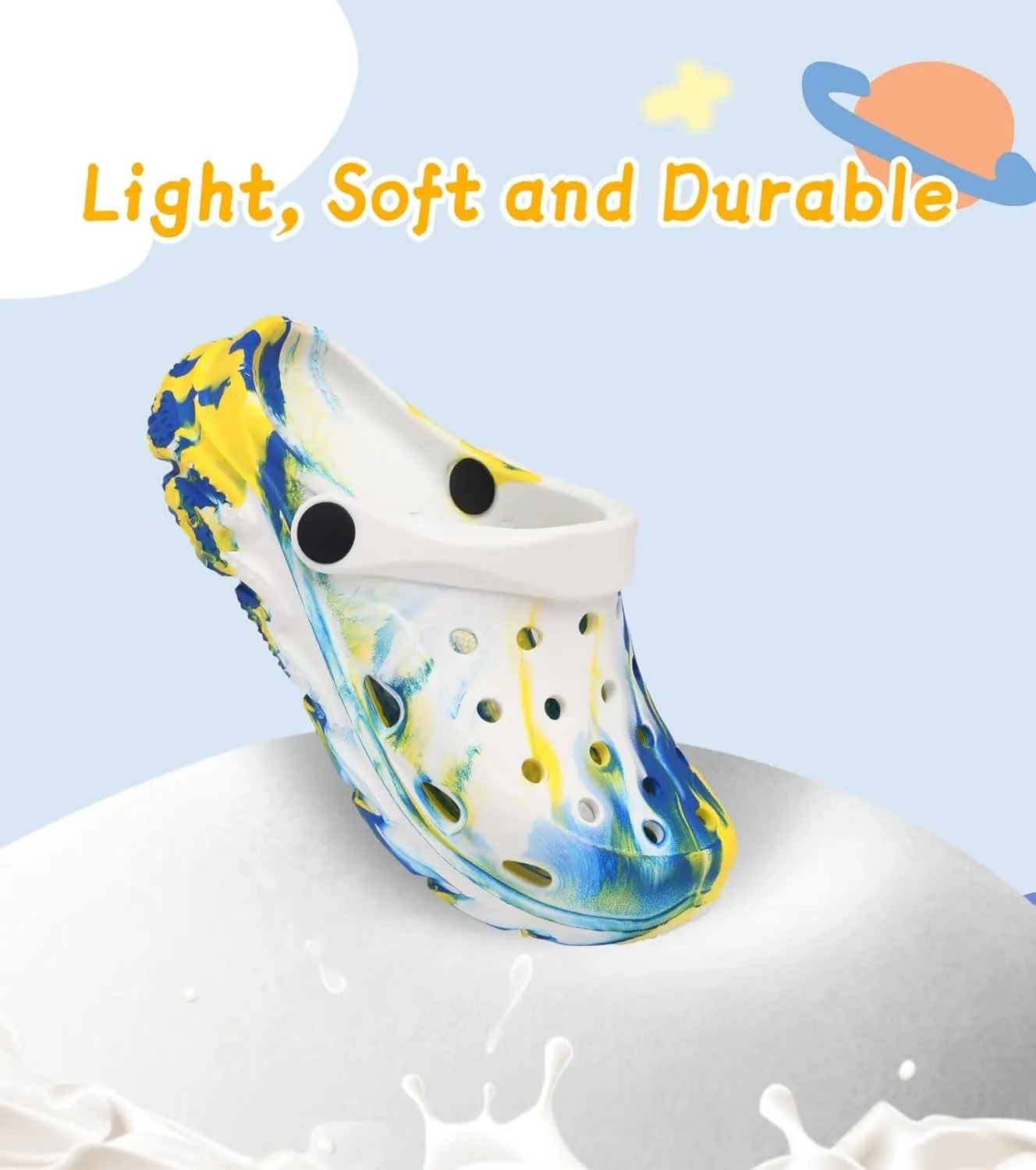 Cubufly Toddler Kids Clogs Garden Shoes for Boys Girls Marbled Tie Dye Water Shoes Slip on Sandals