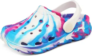 Cubufly Toddler Kids Clogs Garden Shoes for Boys Girls Marbled Tie Dye Water Shoes Slip on Sandals