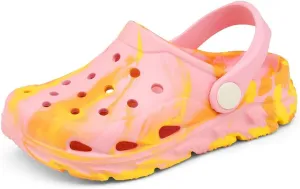 Cubufly Toddler Kids Clogs Garden Shoes for Boys Girls Marbled Tie Dye Water Shoes Slip on Sandals