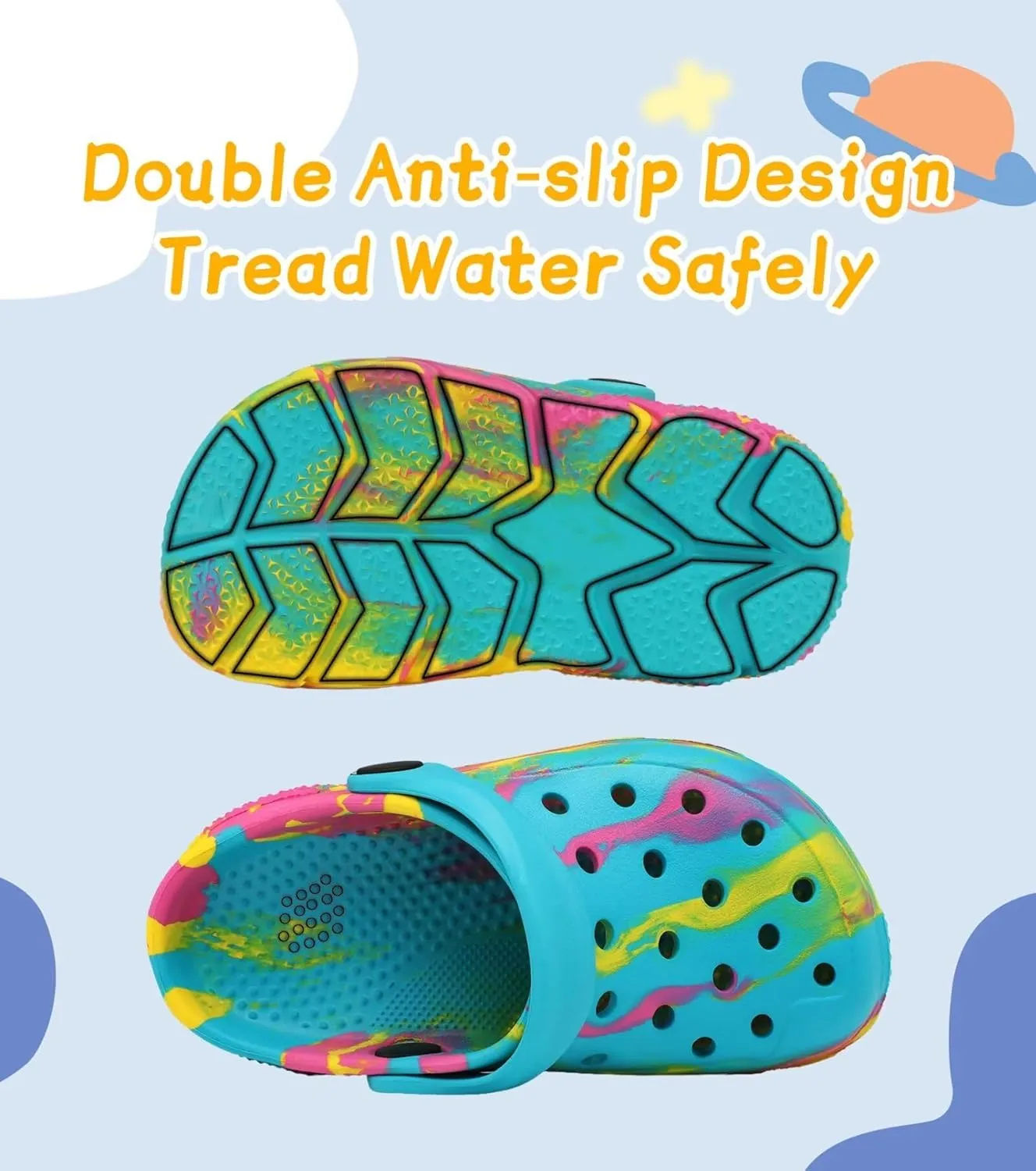 Cubufly Toddler Kids Clogs Garden Shoes for Boys Girls Marbled Tie Dye Water Shoes Slip on Sandals