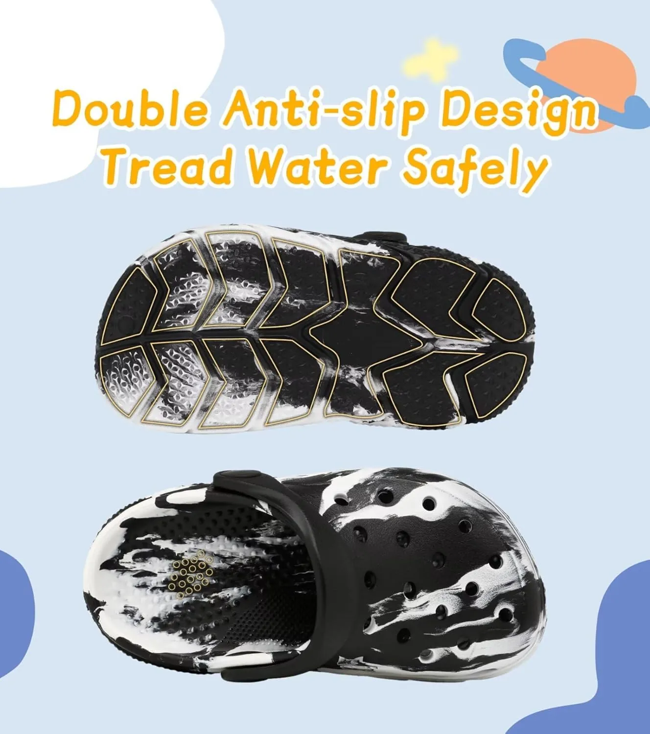 Cubufly Toddler Kids Clogs Garden Shoes for Boys Girls Marbled Tie Dye Water Shoes Slip on Sandals
