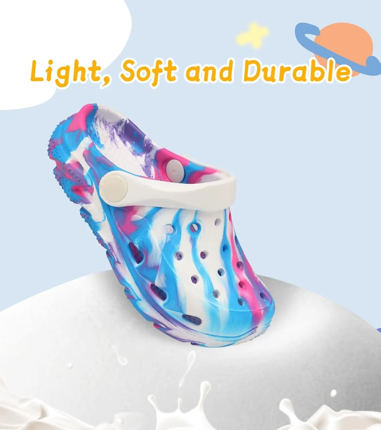 Cubufly Toddler Kids Clogs Garden Shoes for Boys Girls Marbled Tie Dye Water Shoes Slip on Sandals