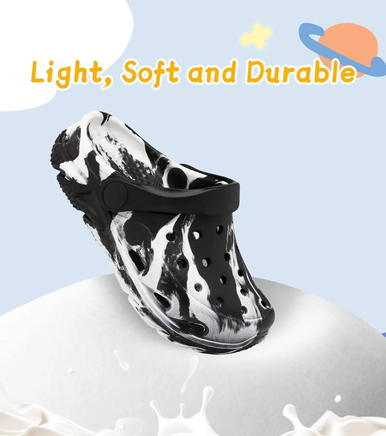 Cubufly Toddler Kids Clogs Garden Shoes for Boys Girls Marbled Tie Dye Water Shoes Slip on Sandals
