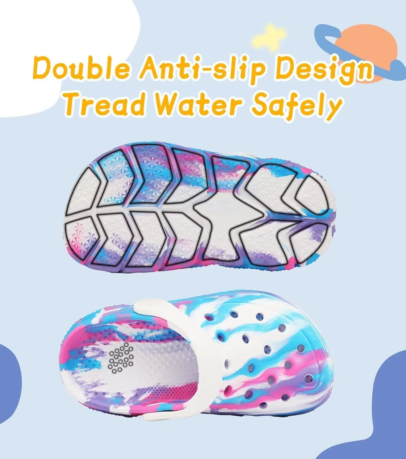 Cubufly Toddler Kids Clogs Garden Shoes for Boys Girls Marbled Tie Dye Water Shoes Slip on Sandals