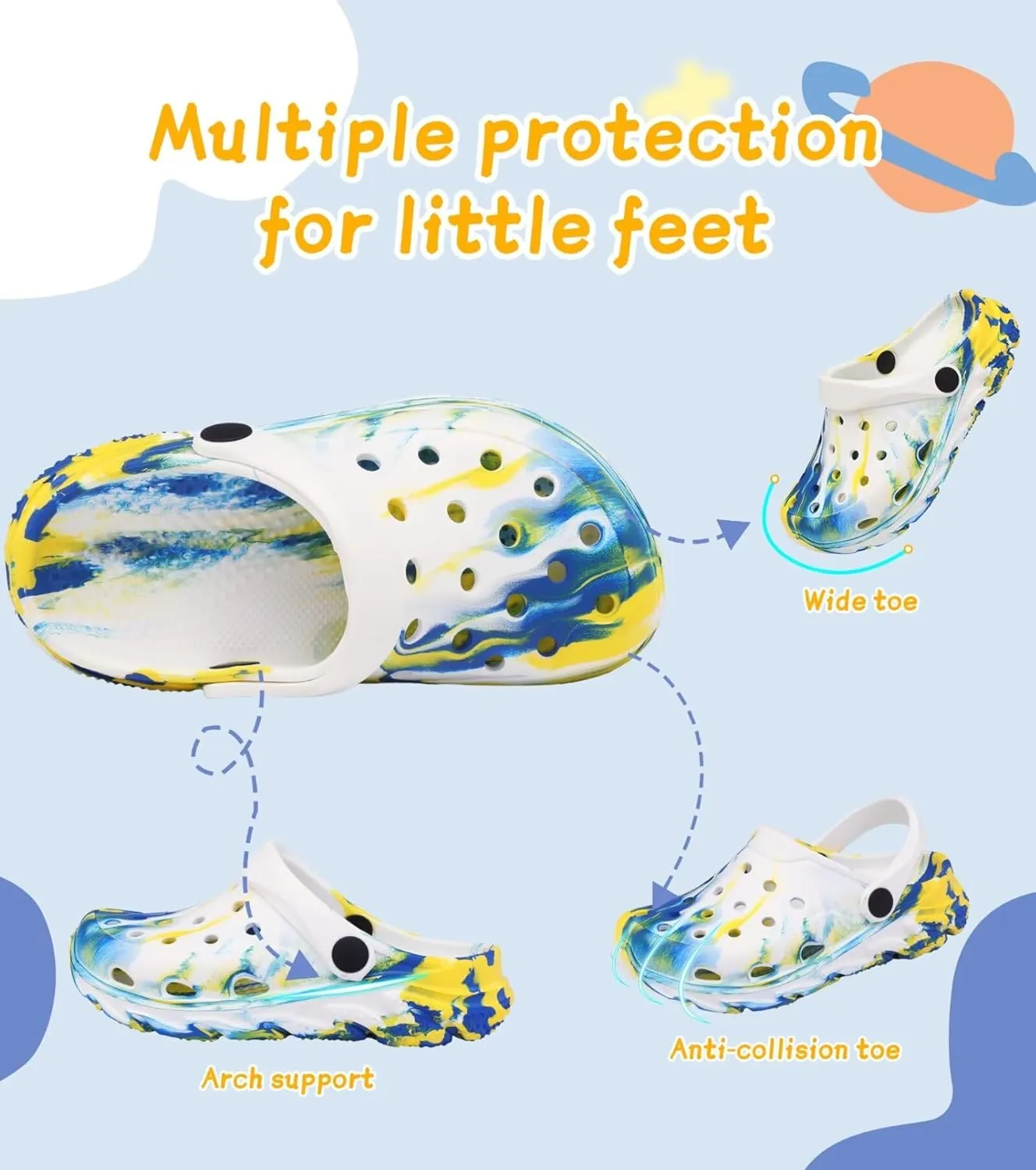 Cubufly Toddler Kids Clogs Garden Shoes for Boys Girls Marbled Tie Dye Water Shoes Slip on Sandals