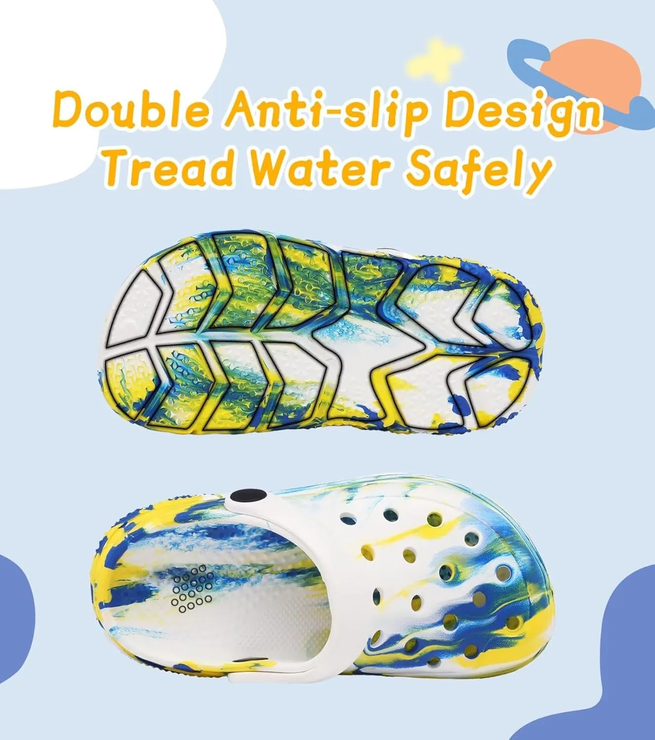 Cubufly Toddler Kids Clogs Garden Shoes for Boys Girls Marbled Tie Dye Water Shoes Slip on Sandals