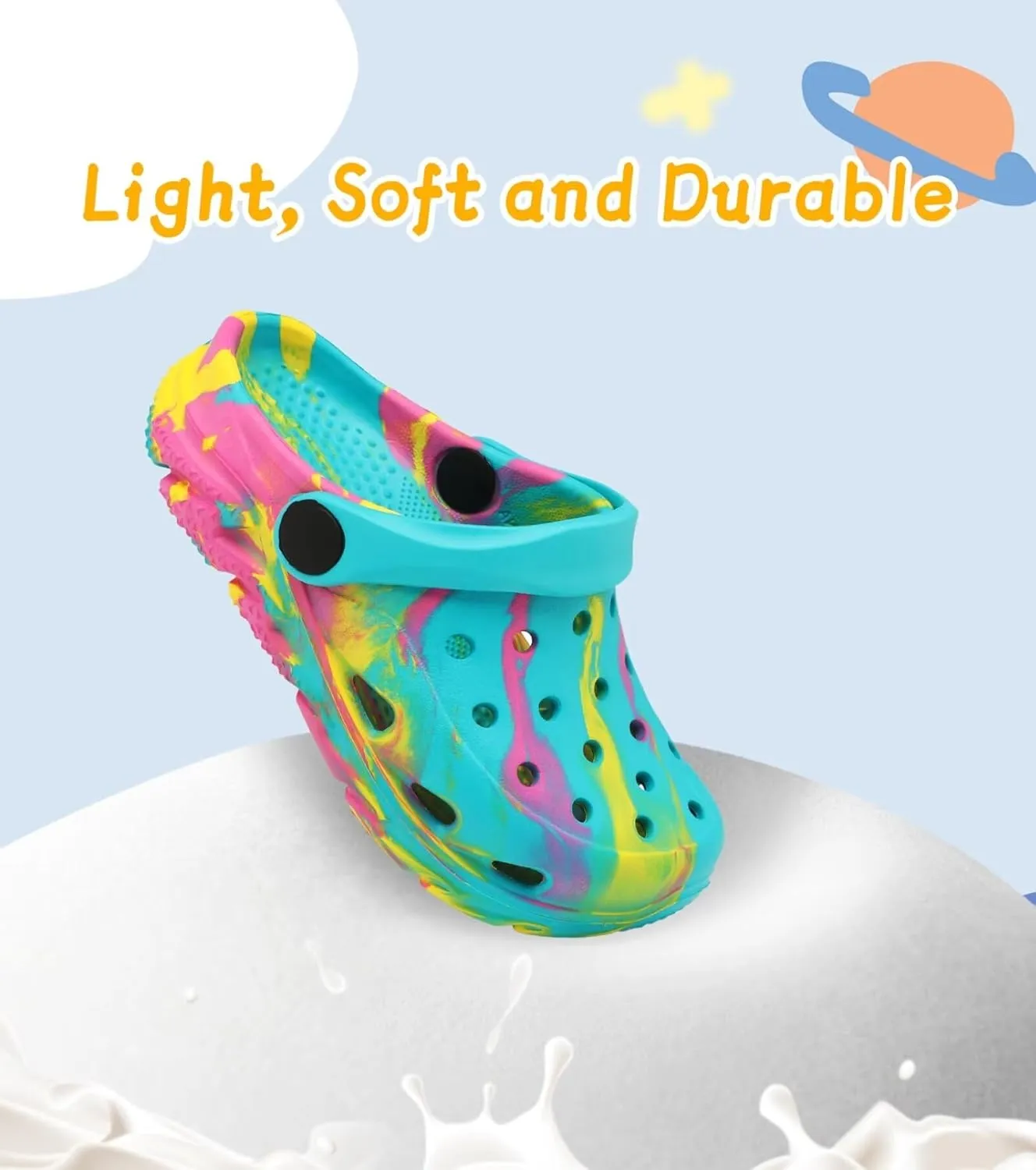 Cubufly Toddler Kids Clogs Garden Shoes for Boys Girls Marbled Tie Dye Water Shoes Slip on Sandals