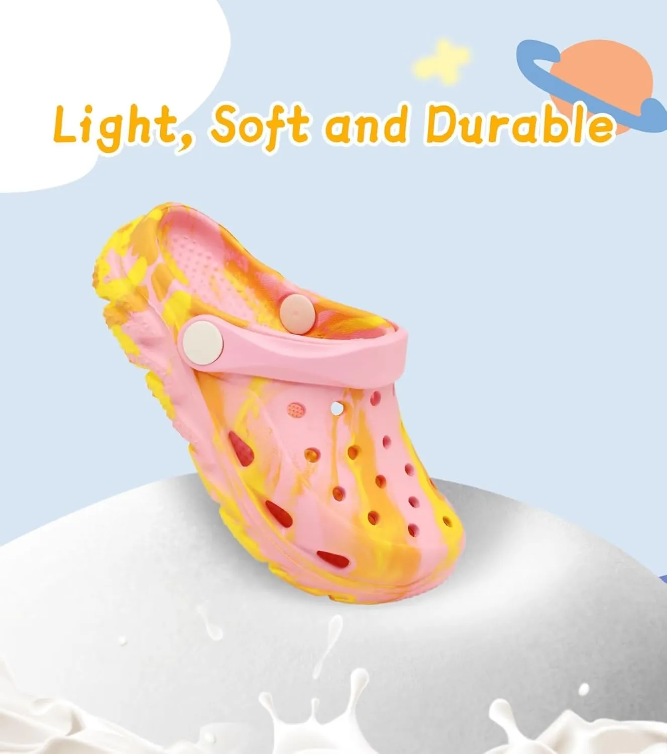 Cubufly Toddler Kids Clogs Garden Shoes for Boys Girls Marbled Tie Dye Water Shoes Slip on Sandals