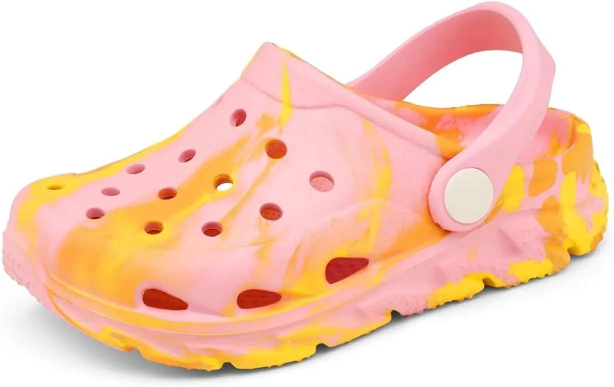 Cubufly Toddler Kids Clogs Garden Shoes for Boys Girls Marbled Tie Dye Water Shoes Slip on Sandals