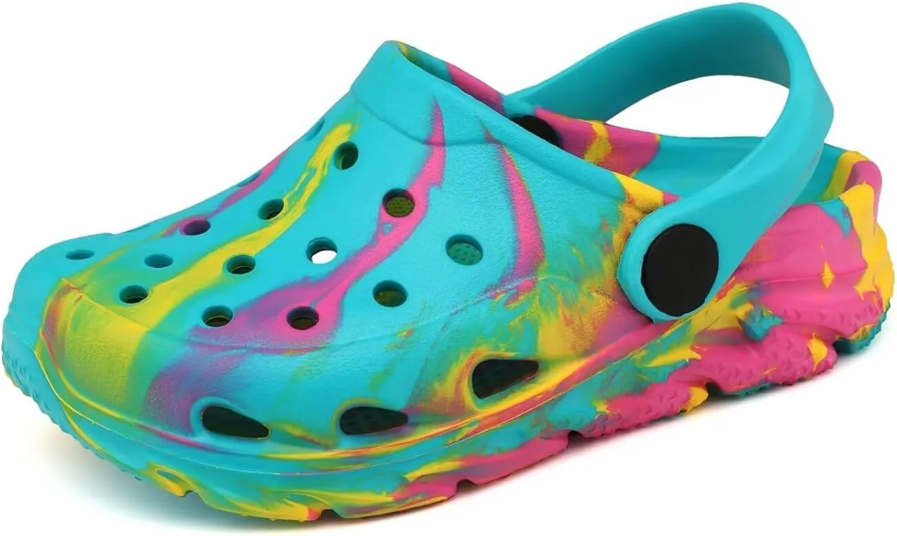 Cubufly Toddler Kids Clogs Garden Shoes for Boys Girls Marbled Tie Dye Water Shoes Slip on Sandals