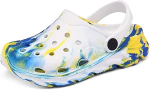 Cubufly Toddler Kids Clogs Garden Shoes for Boys Girls Marbled Tie Dye Water Shoes Slip on Sandals