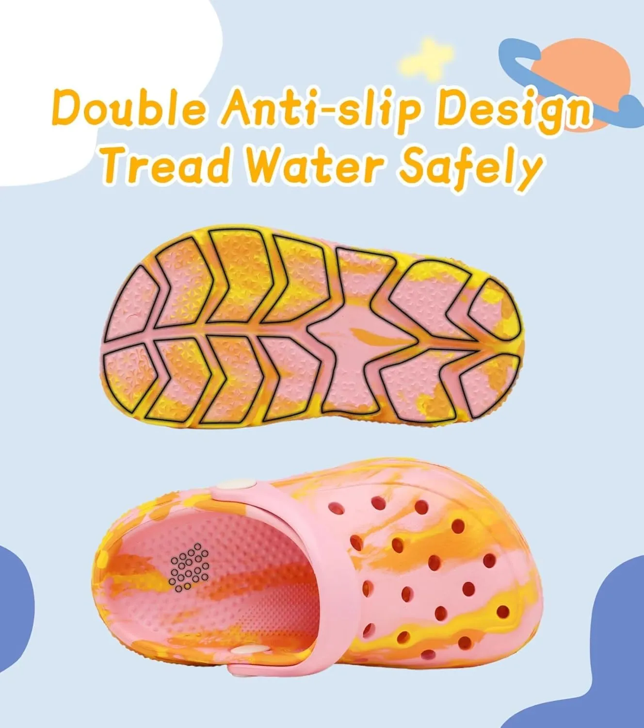 Cubufly Toddler Kids Clogs Garden Shoes for Boys Girls Marbled Tie Dye Water Shoes Slip on Sandals