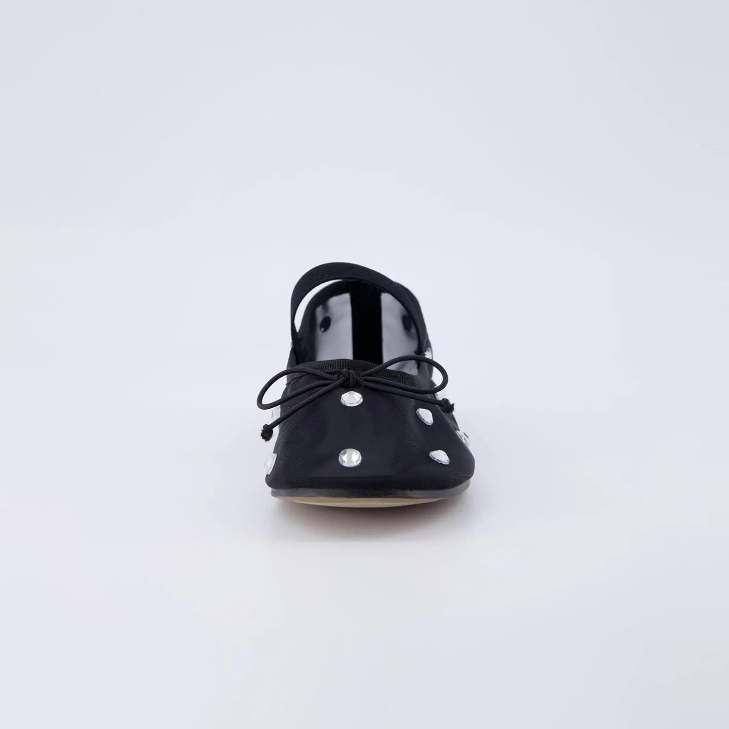 CUSHIONAIRE Women's Elegant Rhinestone mesh Bow Flat with  Memory Foam and Wide Widths Available