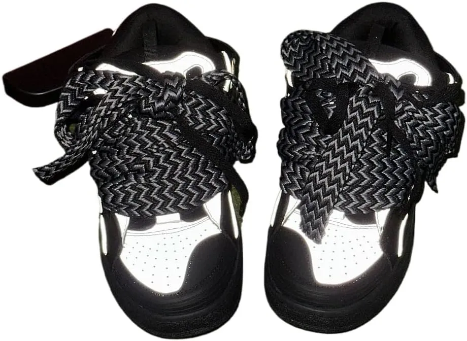 Cute Reflective Shoes Premium Chunky Platform Couple Training Sneakers with Anti-Slip Rubber Sole & Cushioned Latex Insole, Women's Streetwear for Gym, Commuting, Outdoor Adventures & Date Nights