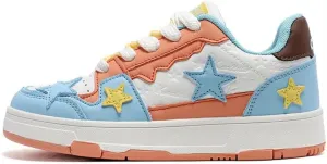 Cute Star Shoes - Purple Color-Block Chunky Platform Sneakers for Women & Girls, Y2K Retro Casual Trainers for Everyday Wear, Beach Travel, Back to School Gift, Party