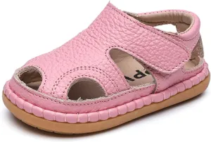 DADAWEN Baby Boys Girls Summer Lightweight Soft Sole Closed-Toe Outdoor Leather Athletic Sandals
