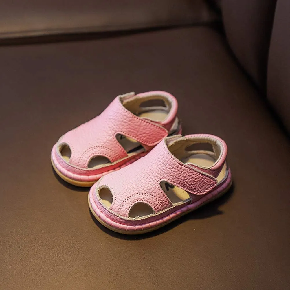 DADAWEN Baby Boys Girls Summer Lightweight Soft Sole Closed-Toe Outdoor Leather Athletic Sandals