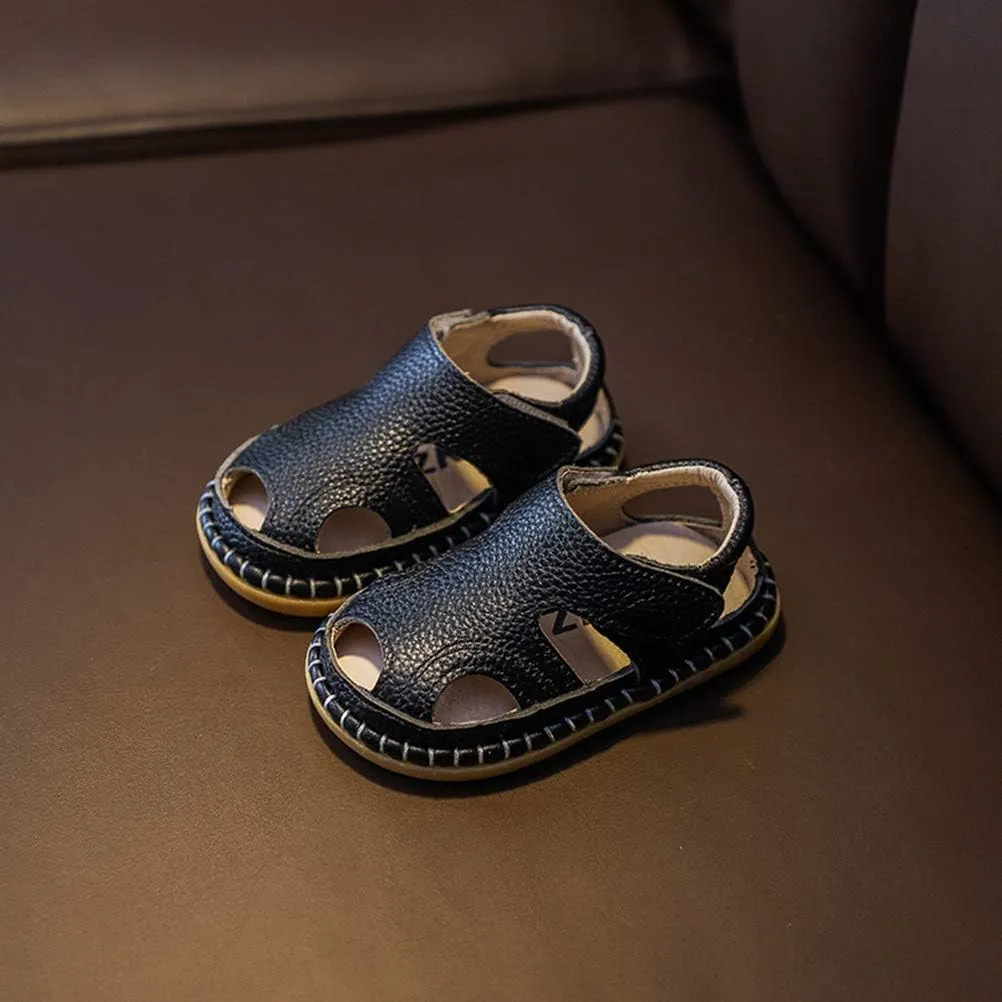 DADAWEN Baby Boys Girls Summer Lightweight Soft Sole Closed-Toe Outdoor Leather Athletic Sandals